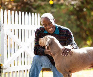 happy man with his dog